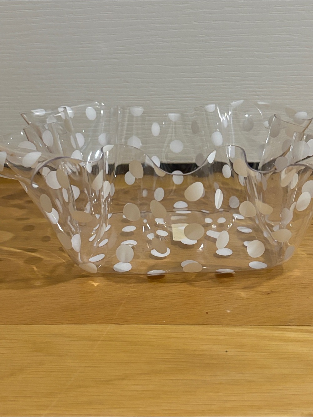 Hobby Lobby White Polka Dot Wavy Bowl